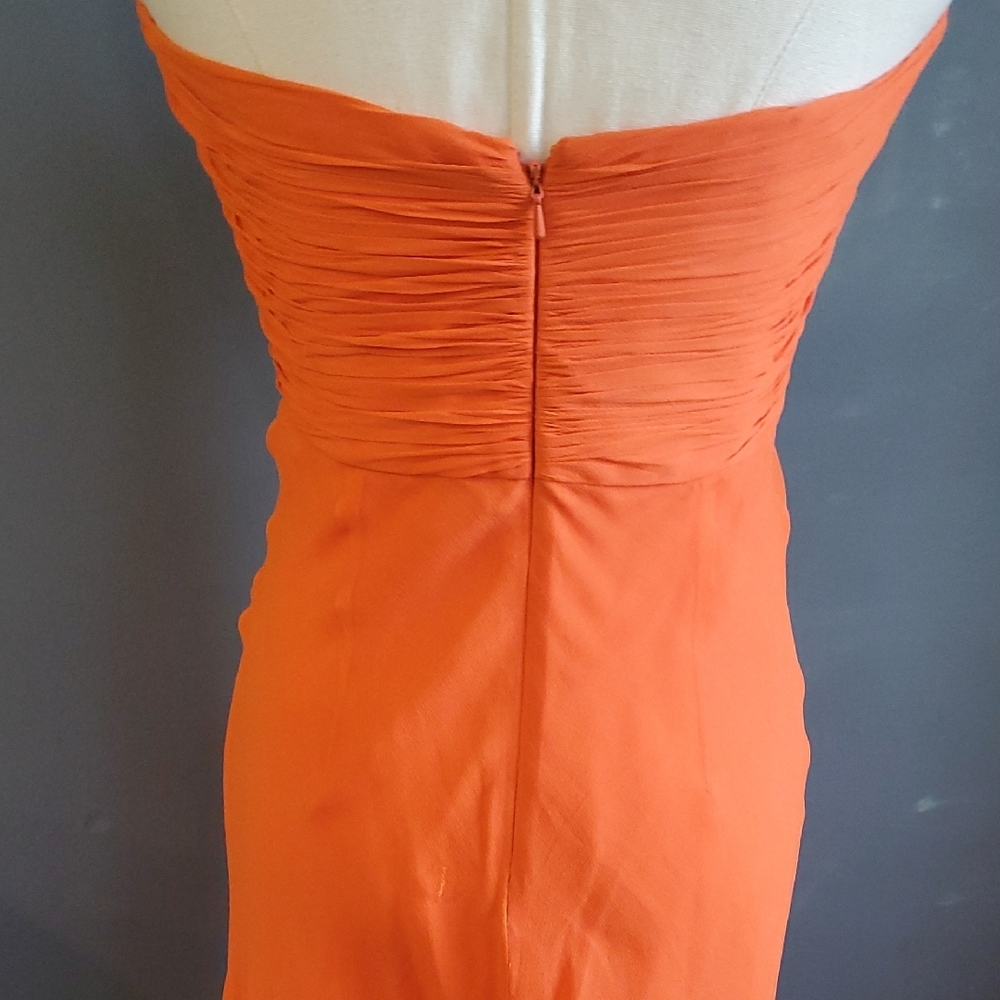 Vtg Niteline Chic Orange Silk Gown with Silver Accents - Picture 7 of 16